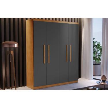 Imagem de Guarda Roupa Solteiro 4 Portas E 2 Gavetas Espanha Naturale-grafite - Rufato