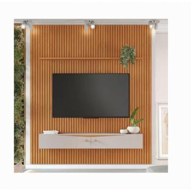 Imagem de Painel Riso Ripado 2,40x2,07cm Com Nicho Jcm Cinamomo/off