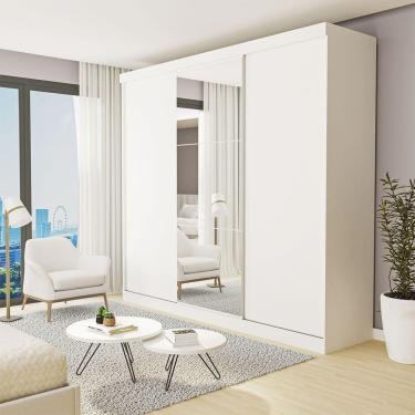 Imagem de Guarda Roupa Casal Barcelona 3pts 4gvts 3 Espelhos Minastex Branco