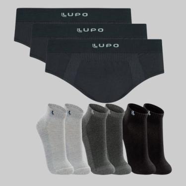 Imagem de Kit 3 Cuecas Slip Micromodal e 3 Pares de Meias Lupo 00681-03225 Cor: 