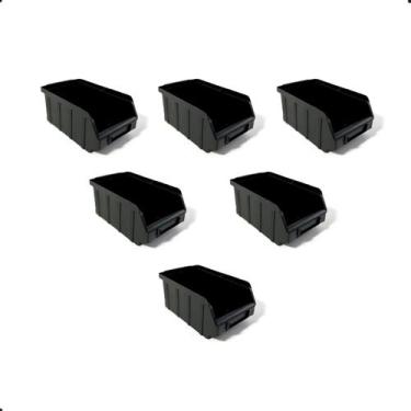 Imagem de Kit 06 Caixas Bin N3 Gaveteiro Organizadora Estante Preta - RT AT Manu