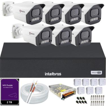 Imagem de Kit 7 Câmeras Full Color C/Áudio Dvr Intelbras 8ch 2TB Purple