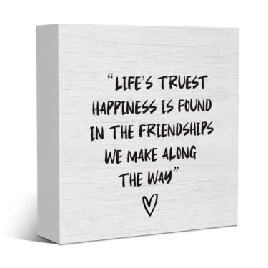 Imagem de Presentes de amizade para mulheres e homens, melhor amigo, aniversário, agradecimento, Natal, placa de madeira rústica, decoração de mesa, acessórios de mesa de escritório, prateleira de mesa, casa