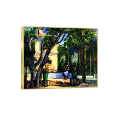 Imagem de Famosa imagem de paisagem de arte de parede - impressões em tela - jardim - pintura com moldura dourada para sala de estar banheiro decoração de casa 30 x 35 cm 12 x 13 polegadas