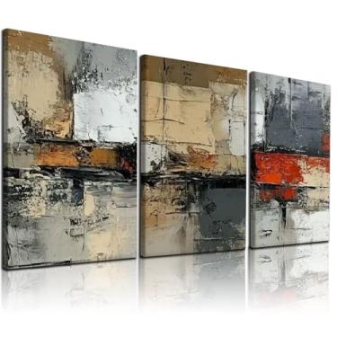 Imagem de AUFDASORT 3 peças em tela abstrata moderna para galeria de arte de parede impressões contemporâneas pôster arte em tela pinturas para sala de estar sala de jantar quarto estúdio 30,5 x 40,6 cm