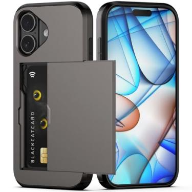 Imagem de Nvollnoe Capa para celular compatível com iPhone 17 com suporte de cartão de camada dupla resistente à prova de choque com compartimento oculto para cartão fina para mulheres e homens 6,3 polegadas