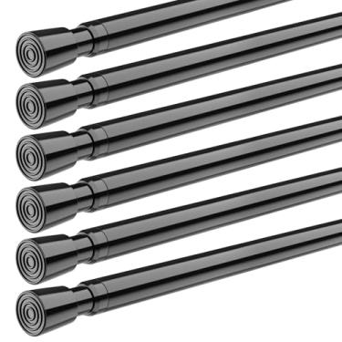 Imagem de FVONZON Varão de cortina de tensão preto com mola de 66 a 99 cm, pacote com 6 hastes de mola ajustáveis, haste de tensão extensível para armário, janela, cozinha, estante de livros, banheiro