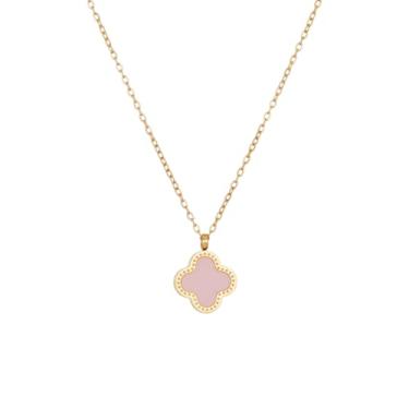 Imagem de KEYUN Colar de trevo banhado a ouro 18K para mulheres - colares delicados com pingente de grama de quatro folhas da sorte, Aço inoxidável, Sem Pedra Preciosa