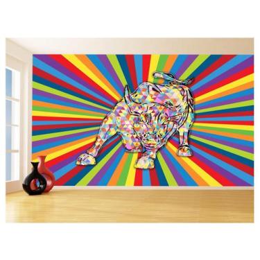 Imagem de Papel De Parede 3D Animais Pop Art Touro Bull 3,5M Pxa190 - Você Decor