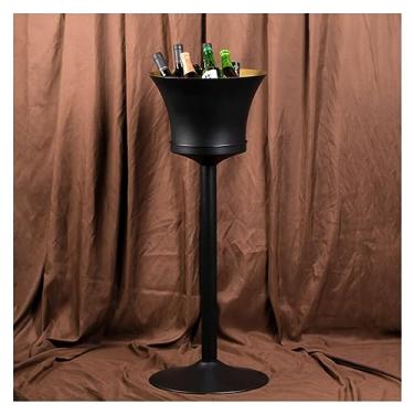 Imagem de GNHGDFFDF Balde de gelo com suporte, balde de gelo em pé de aço inoxidável, balde de vinho no suporte, balde de gelo dourado champanhe para vinho cerveja KTV Club Bar churrasco festa casamento