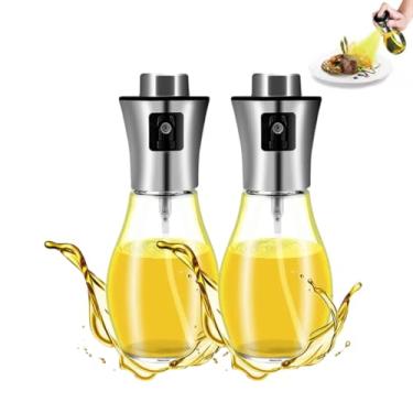 Imagem de Kit 2 Spray Pulverizador de Azeite e Vinagre 200ml em Vidro e Aço Inox – Spray de Óleo para Cozinha, Saladas, Air Fryer e Churrasco
