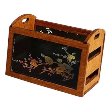 Imagem de MotiveTech Cesto de armazenamento em miniatura para casa de bonecas, decoração de prateleira vintage, adereço para maquete de cozinha em miniatura para casas de, Tipo Retrô