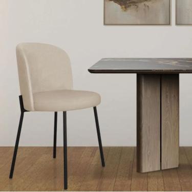 Imagem de Cadeira Para Sala De Jantar Ayla De Ferro Com Pintura Eletroestática - élpis Móveis Bege