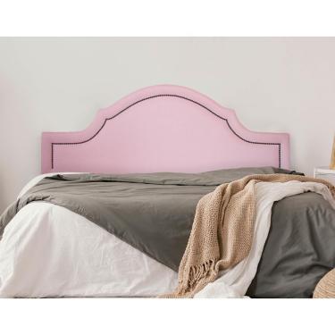 Imagem de Cabeceira Queen Provençal Luxo 160x60 Courino Rosa - Tachas Fumê