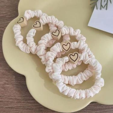 Imagem de Conjunto de 10 laços de cabelo para mulheres, meninas, elásticos, acessórios de cabelo, cordas, multicoloridos, presente de decoração (branco)