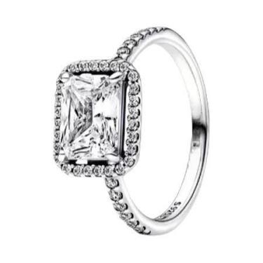 Imagem de Anel De Cristal Em Forma De Coração Com Coroa De Princesa Em Prata Est