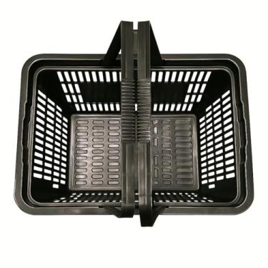 Imagem de Kit com 5 cestas cestinhas plásticas de compra de supermercado 15L (preta)