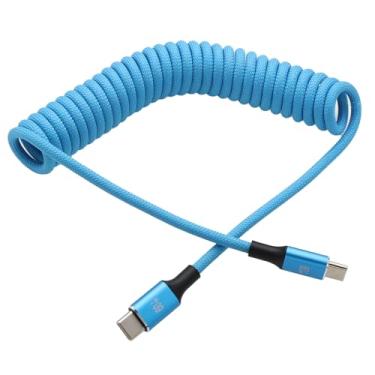 Imagem de HangTon Cabo USB-C CarPlay, carregamento rápido 9/12/15/20V 3A 60W, espiral trançado para iPhone 15 16, Galaxy S24, Pixel 9, ThinkPad X1, iPad, MacBook Pro, câmera R6 A7CR FX3 S1H, laptop