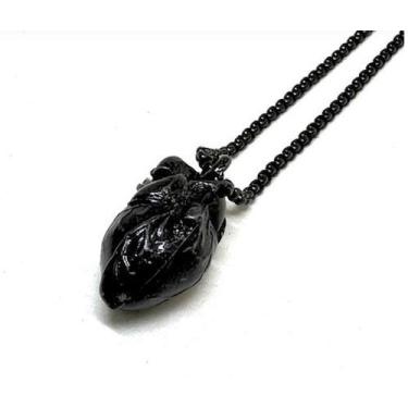 Imagem de Colar Corrente PRETO Coração Realismo - Aço - Masculino e Feminino - 7