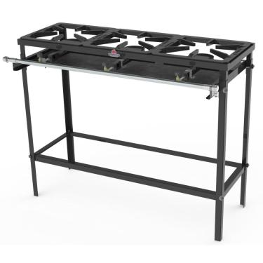 Imagem de Fogão Alta Pressão Progás 3 Queimadores Simples e Grelhas Ferro Fundido PREA-300 FF