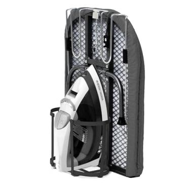 Imagem de Tábua de passar RAINHOL ferro de mesa com suporte de ferro, tábua de passar RAINHOL pequena dobrável com capa e almofada, mini mesa de ferro compacta portátil para casa e viagens, preta