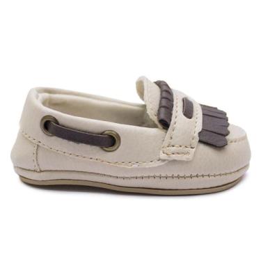 Imagem de Mocassim Recém-nascido Sapatinho Infantil Azul e Gelo - CLACLE, Bege, 