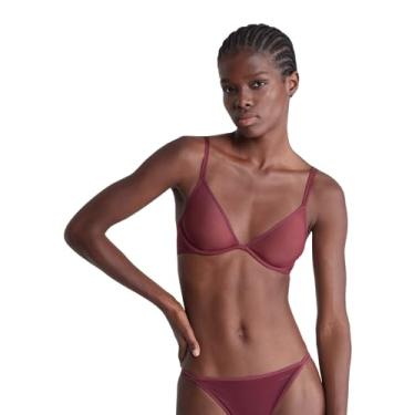 Imagem de Calvin Klein Sutiã feminino sem forro Marquisette transparente, Porta Tawny, 32C