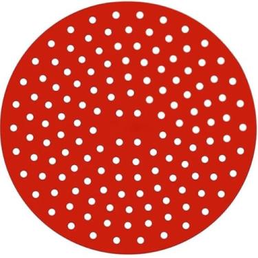 Imagem de Tapete Protetor de Silicone Redondo para Air Fryer Reutilizável Antiaderente e Resistente ao Calor (Vermelho)