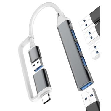 Imagem de Hub USB Adaptador MacBook (4 em 1) para iPhone Splitter Laptop Thunderbolt Multiport Extender 3.0 Tipo C Cabo para iPad Pro Pc Extensão Estação de Computador Compatível com Conversor Samsung WASRUYI