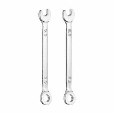 Imagem de HARFINGTON 2 minichaves combinadas de 5,5 mm, extremidade de caixa métrica de 12 pontos e extremidade aberta com ângulo de 15 graus, chave inglesa CR-V de aço para reparo de máquinas automotivas