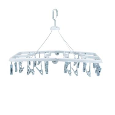 Imagem de Varal Retangular com 48 Prendedores. Plástico Reforçado, Gancho Giratório, Ideal para Roupas Leves e Meias