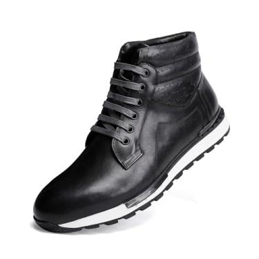 Imagem de GOLDEN COXES FAMILY Botas sociais masculinas modernas de couro com cadarço, cano médio, casual, Chukka, tênis de negócios para homens, Cinza escuro, 39
