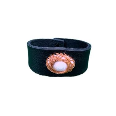 Imagem de Pulseira de Couro com Pedra Natural, Artesanal, Feito à mão (Quartzo Branco, 13)