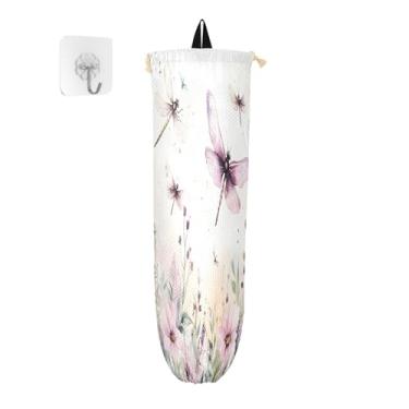 Imagem de xigua Suporte de parede para saco plástico de flores caprichosas com cordão, pacote com 2, organizador de sacolas de compras reutilizáveis, decoração para bolsas, meias, roupas íntimas e gravatas