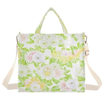 Imagem de CEBUGI Sacola feminina de flores coloridas pálidas, bolsa de mão com alça de ombro ajustável para trabalho, faculdade, viagem, P, A255, Medium