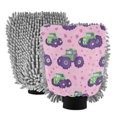 Imagem de STAYTOP Luvas de lavagem de carro de caminhão de desenho animado, 2 peças, luvas de microfibra de chenille, sem arranhões, panos de esponja de lavagem ultra absorventes para carros, limpeza doméstica