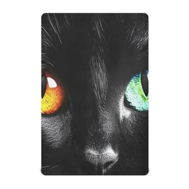 Imagem de Burbuja Lençol de berço preto com olhos de gato para meninos e meninas, lençol com elástico 71 x 132 cm para colchões de berço padrão e infantil, macio e respirável