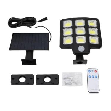 Imagem de QANYEGN Luzes solares externas, luzes de segurança LED com controle remoto e cabo de 16 pés, holofote solar de impermeabilização de 3 modos para garagem, pátio, quintal