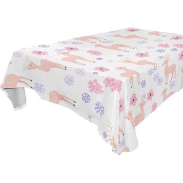 Imagem de Burbuja Toalha de mesa de flocos de neve de veado, toalha de mesa retangular, anti-rugas, grossa para decoração de jantar, cozinha, festa, 152 x 274 cm