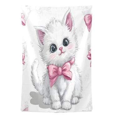 Imagem de STAYTOP Tapeçaria de parede de gato fofo para decoração de casa, decoração de dormitório, sala de estar, quarto, tapete de parede (80 × 60 pol)