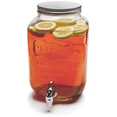 Imagem de Circleware Sun Tea Mason Jar Dispensador de bebidas de vidro com tampa, jarro de vidro de entretenimento para água, suco, licor de vinho de cerveja, kombucha e bebidas frias, enorme 2 galões, yorkshire clássico