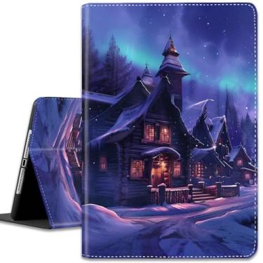 Imagem de Capa para iPad (A16) 11ª geração 11 polegadas (2025)/iPad 10ª geração 10,9 polegadas (2022), visualização em vários ângulos e despertar/dormir automático, Magical Aurora Village