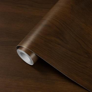 Imagem de Decoroom Papel de contato de grão de madeira autoadesivo 59 x 39 cm - Papel de parede para armário de cozinha de bancada - Envoltório de vinil de madeira de nogueira à prova d'água para armários e