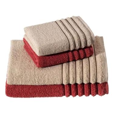 Imagem de Jogo de Toalha de Banho 4 PeçAs 100% AlgodãO Puro Altamente Absorvente Multicolorido Adequado para Viagens e Uso Familiar DiáRio(FENDI E TERRACOTA)