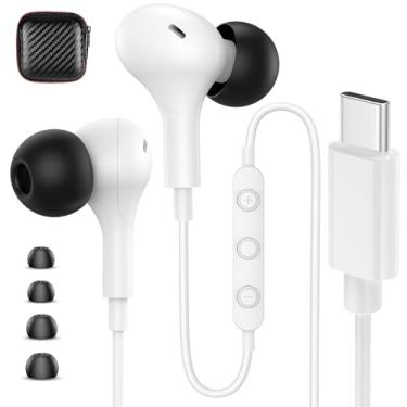 Imagem de Fones de ouvido USB C com fio para iPhone 17 16 Pro Max Plus 15 Samsung S25 S24 Ultra S23 FE A16 A17 fones de ouvido com fio, fones de ouvido tipo C com isolamento de ruído para iPad 11 10ª geração