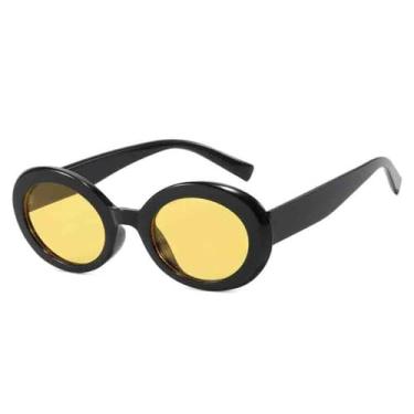 Imagem de Óculos de Sol Femininos Ovais com Estampa de Leopardo e Proteção UV400 para Esportes ao Ar Livre, Corrida e Ciclismo, Preto e Amarelo