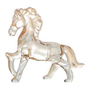 Imagem de IEUDNS Estátua de cavalo de vidro em miniatura, figura simples para mesa, ornamento Feng Shui, item colecionável para decoração de casa ou, Style I