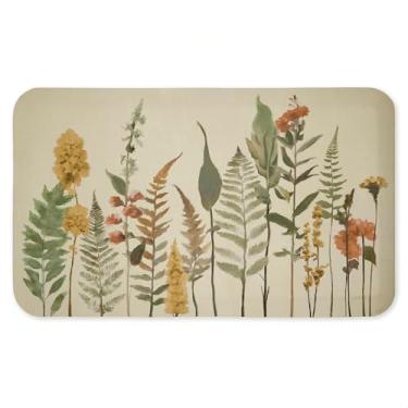 Imagem de Tapete de chão antifadiga Simple Fall Botanics, ergonômico acolchoado para cozinha e tapete de pé com suporte antiderrapante, tapete confortável ecológico, design por Elizabeth Medley, 76 cm x 45 cm