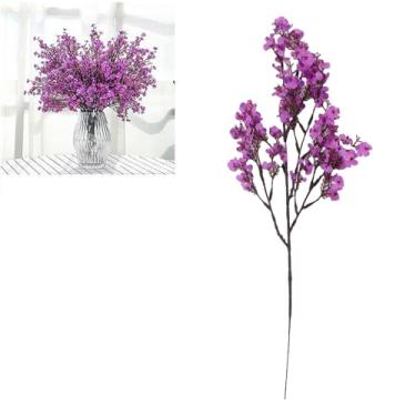 Imagem de Asixxsix 10 Peças de Buquês de Flores Artificiais, Arranjo de Flores Falsas de Gypsophila Flores Falsas Com Hastes Dobráveis, Arranjos Florais Falsos para Peças Centrais de Mesa de Festa, (Roxo)