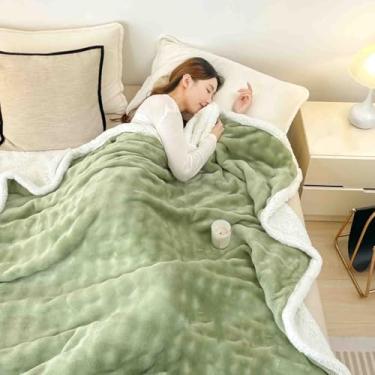 Imagem de Cobertor de lã, cobertores e mantas fofos, femininos, masculinos, para cama, cachecol adulto, duplo, solteiro, para sofá, lã de camada dupla, grosso, quente, macio, confortável para primavera, outono